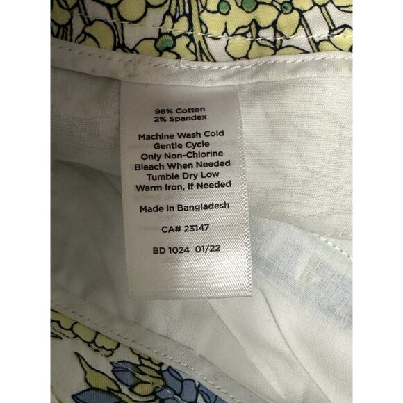 Talbots Perfect Crop Breezy Floral Green‎ Blue Yellow White Capri Stretch Sz 12 - Picture 7 of 7